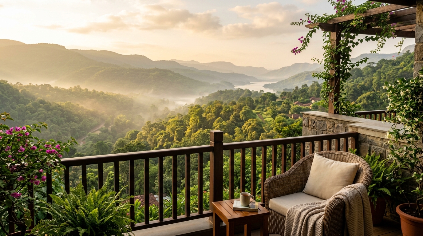 Scenic morning nature-oriented view overlooking Pune greenery